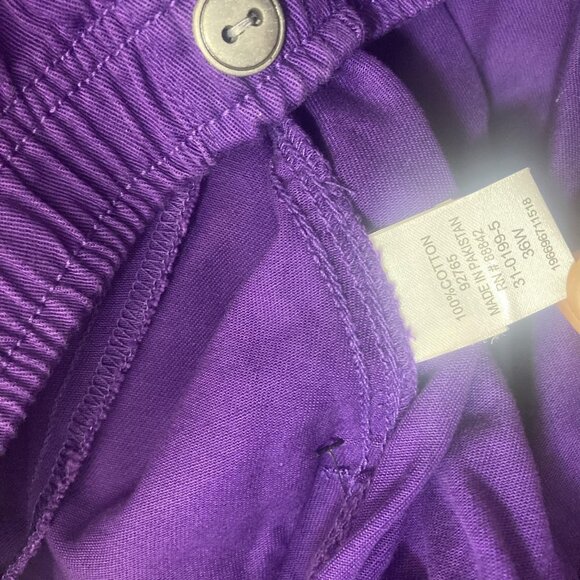 NWT Lot of 2 Woman Within Pull On Pants Womens 36W Black Purple Elastic Waist - Picture 12 of 16